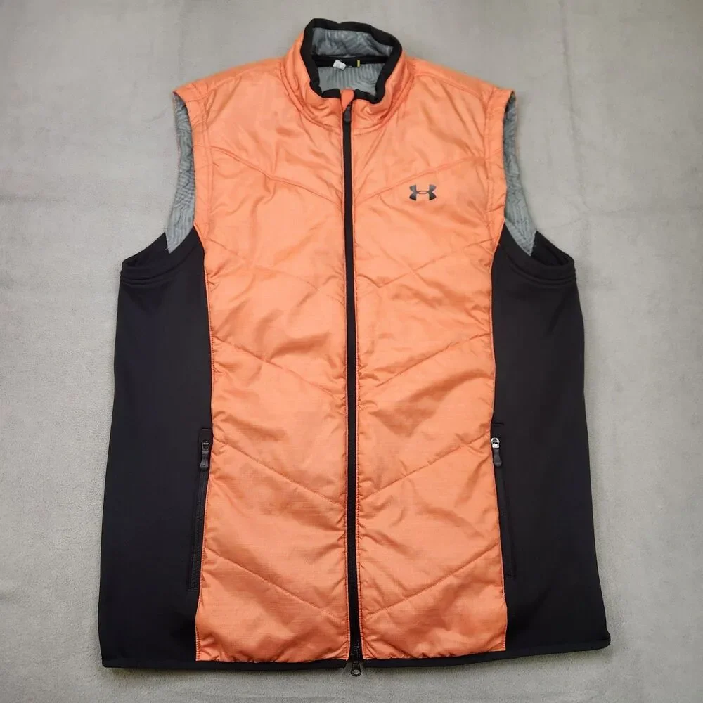Under Armour Storm ColdGear Vest Mens XL Infrared Golf Insulated Orange Full Zip